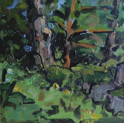 Woodland Scene III - 20x20cm, Oil on Board, 2013, Martin Hill