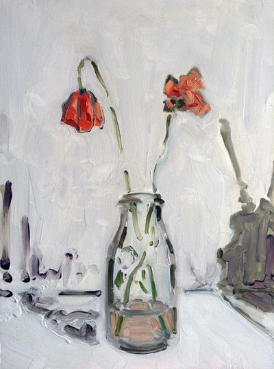 Poppies - 30x40cm, Oil on Board, 2014, Martin Hill