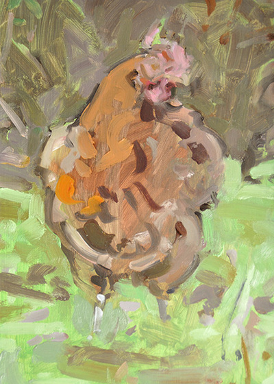 Chicken Study - 14.8x21cm, Oil on Card, 2015, Martin Hill