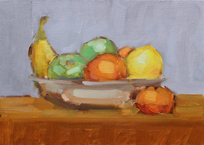 Bowl of Fruit Study I - 15x20cm, Oil on Card,  Martin Hill