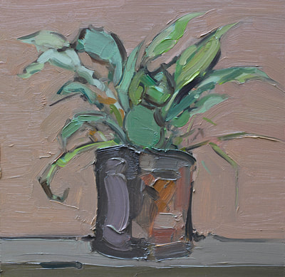 Potted Plant - 30x30cm, Oil on Board, 2015, Martin Hill