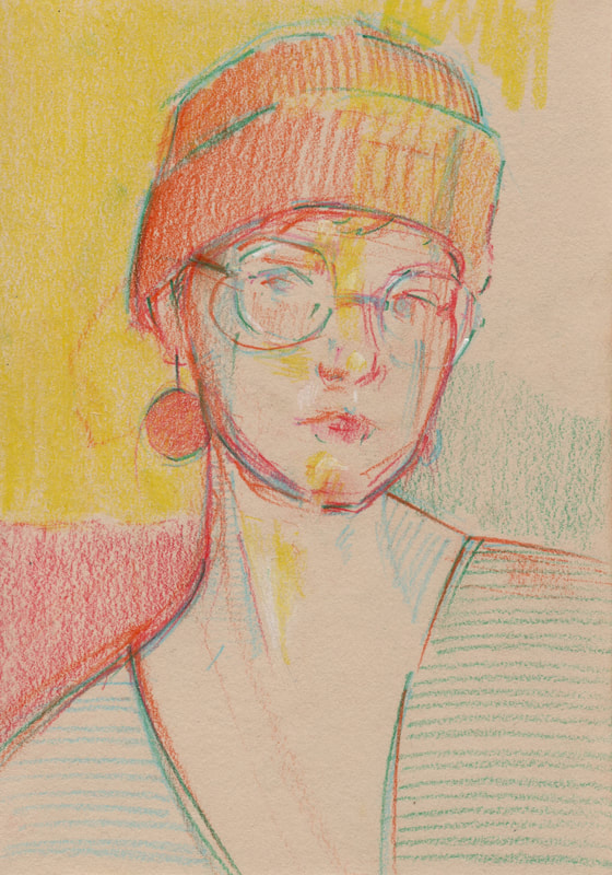 Red Earrings, Coloured Pencils on Paper, Martin Hill